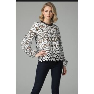 Bohme Markus Lace Top Contrast Guipure Lace Blouse Nude Lined Sz XS Cottagecore